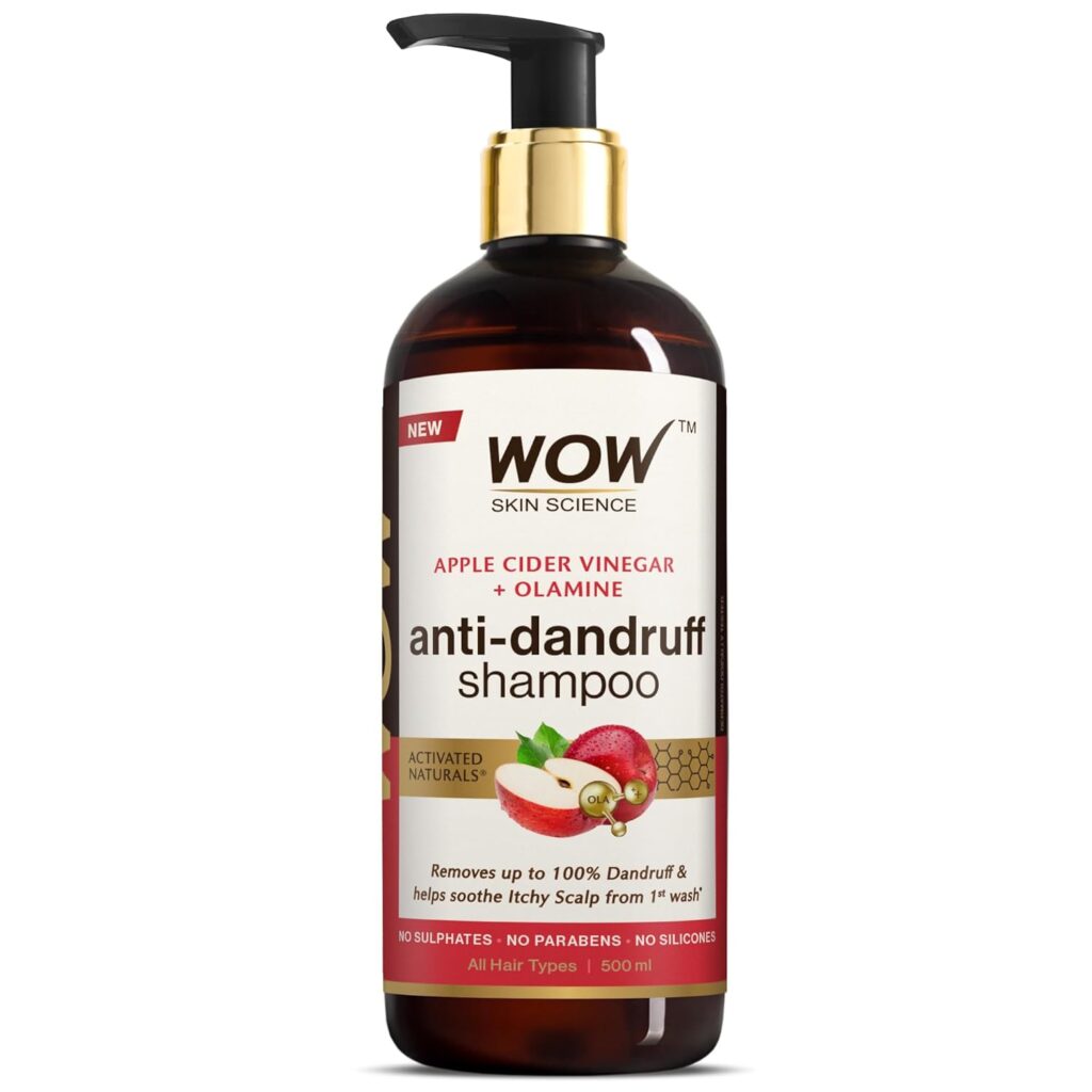 WOW Skin Science Apple Cider Vinegar Shampoo - 500ml | Mild Anti-Dandruff Shampoo For Daily Use | Suitable For Men & Women | Balances PH Level | Contains No Sulphates, Parabens or Harmful Chemicals