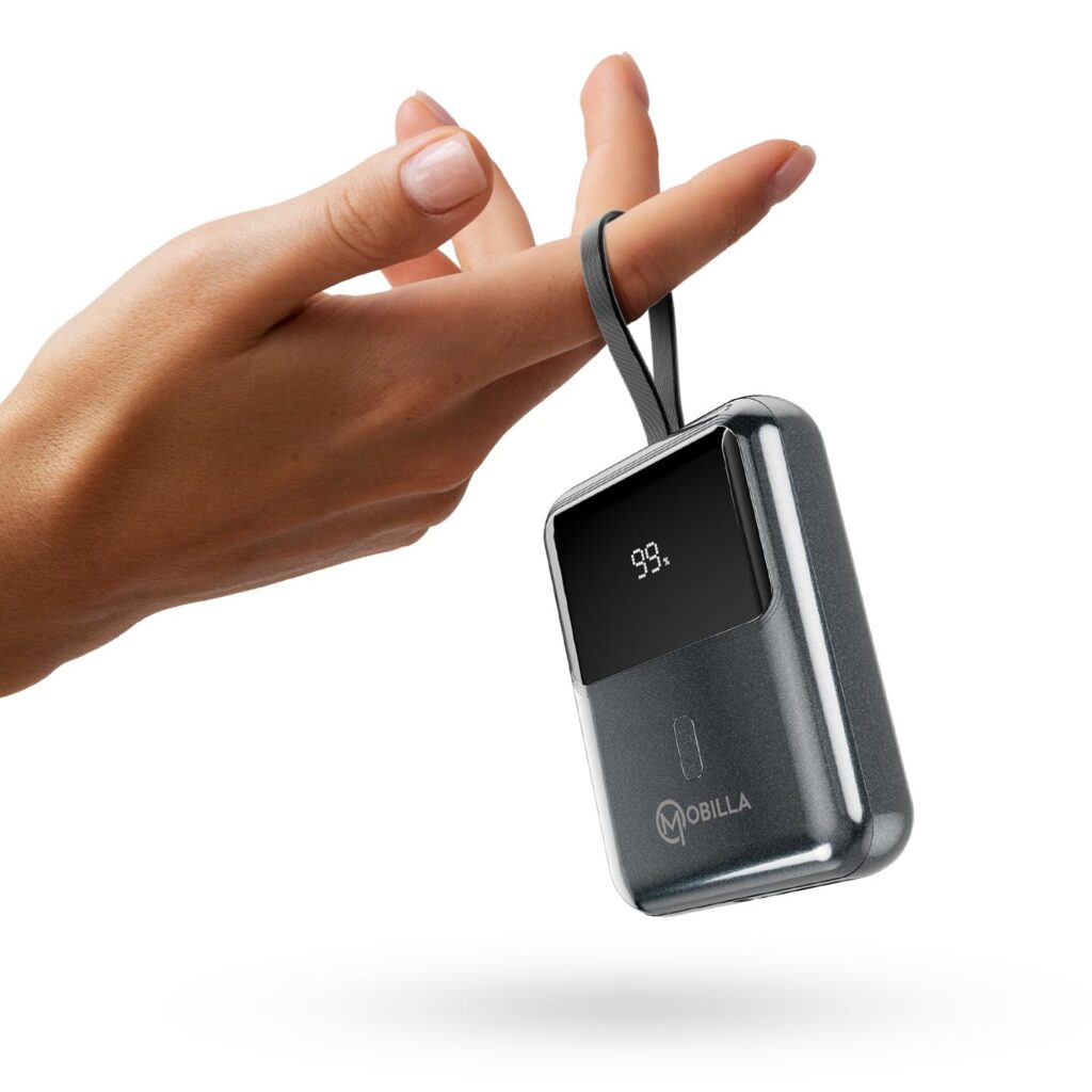 MPower X1 Powerbank |10000mAh Battery Capacity | 22.5W Fast Charging | Built-in Type-C Cable | Dual Quick Charging Port | Battery Display Indicator | Sparkling Finished Design (Black)