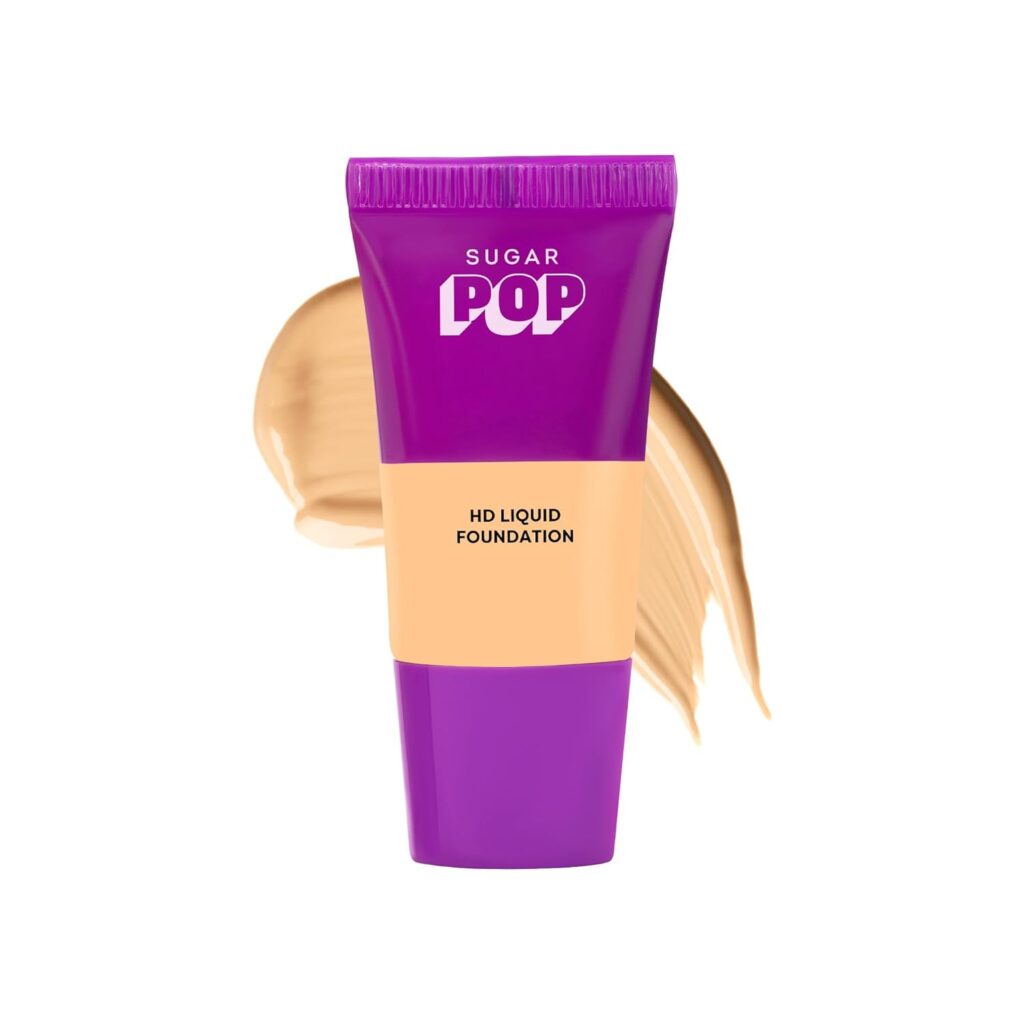 SUGAR POP HD Liquid Foundation Tube with SPF 30 | Lasts upto 16hrs | Full Coverage | Water-Resistant | Matte Finish | 18ml - 05 Almond