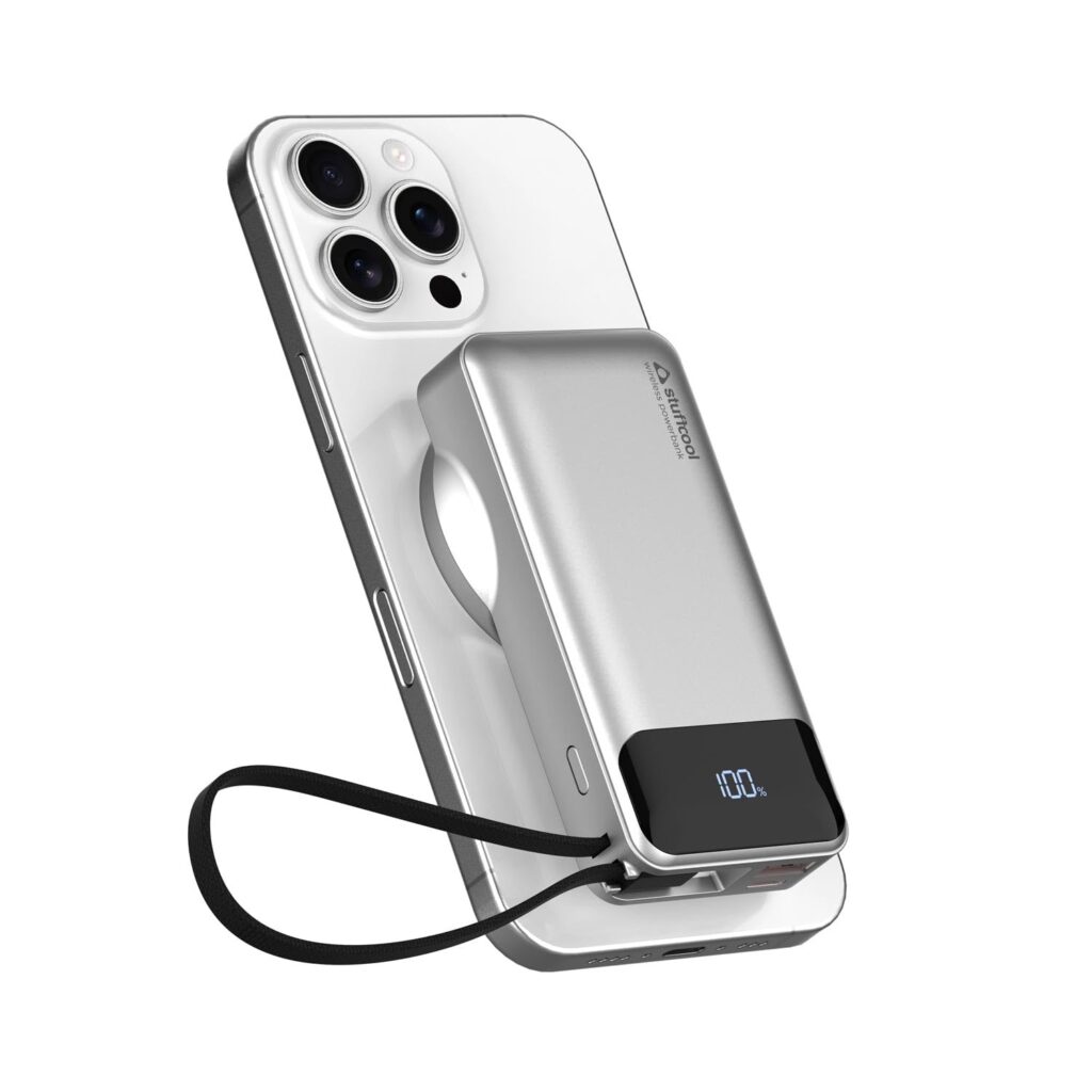 Stuffcool Nemo 10000mAh Compact Magnetic Wireless Charging Power Bank up to 15W for iPhone 20W Built-in Type-C Cable 22.5W USB-A Fast Charging Digital Display BIS CE RoHS Made in India