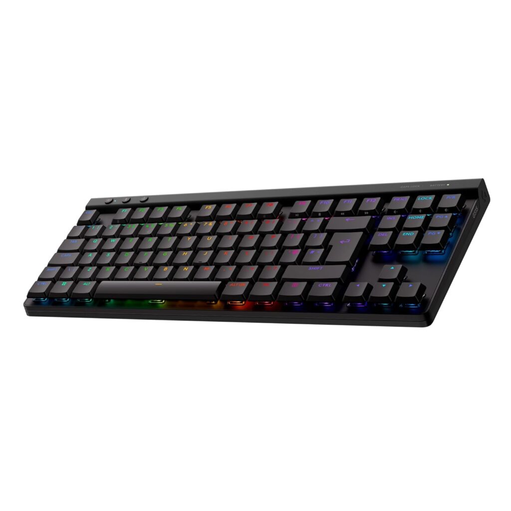 (Refurbished) Logitech G515 LIGHTSPEED TKL Low Profile Wireless Gaming Keyboard, LIGHTSYNC RGB, Thin Tenkeyless Design, PBT Keycaps, Linear (Red) Mechanical Switches - Black