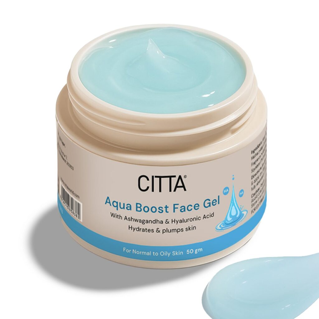 CITTA Aqua Boost Hydrating Gel Face Moisturizer with Hyaluronic Acid – Oil-Free, Non-Sticky, Fast Absorbing & Lightweight – Dermatologist Tested – For Oily, Dry, Acne-Prone & Dull Skin – Daily Use – Men & Women – 50g