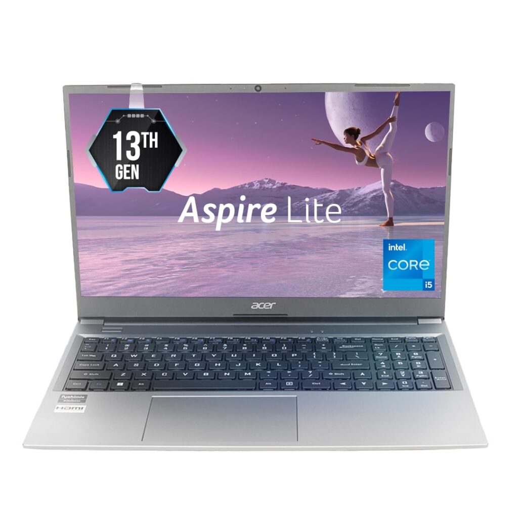 Acer Aspire Lite, 13th Gen, Intel Core i5-1334U, 16GB RAM, 512GB SSD, Full HD 15.6"/39.62cm, Windows 11 Home, MS Office, Steel Gray, 1.59KG, AL15-53, Metal Body, Backlit Keyboard Laptop