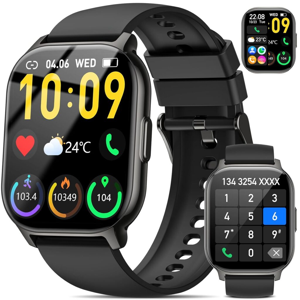 BP Doctor Smart Watch, 2.1" Smart Watches for Men Women 120+ Sport Modes Fitness Tracker with Sleep Heart Rate Monitor, Pedometer, IP68 Waterproof Fitness Watch for iOS Android, Black
