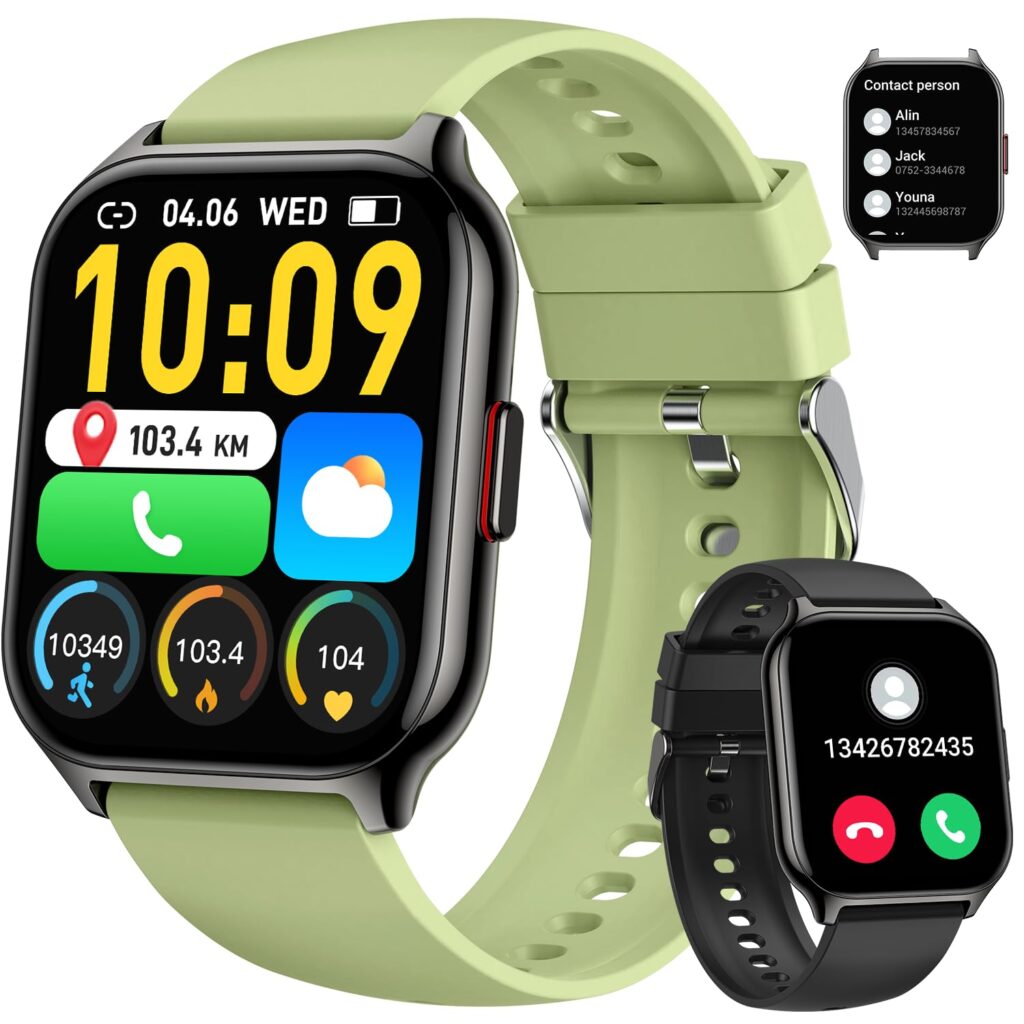 Smart Watch for Men Women Fitness: (Make/Answer Call) Bluetooth Smartwatch for Android Phones iPhone Outdoor Waterproof Digital Sport Running Watches Health Tracker Step Counter Heart Rate Monitor