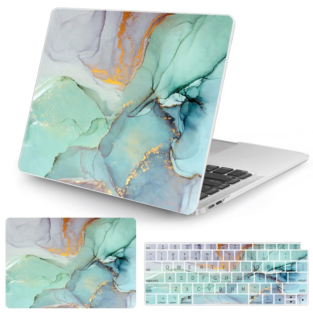 Laptop Case Compatible with MacBook Air 13 Inch 2020 2019 2018 Release A2337 M1/A2179, Colorful Marble Case with Keyboard Cover Skin for MacBook Air 2020 with Touch ID