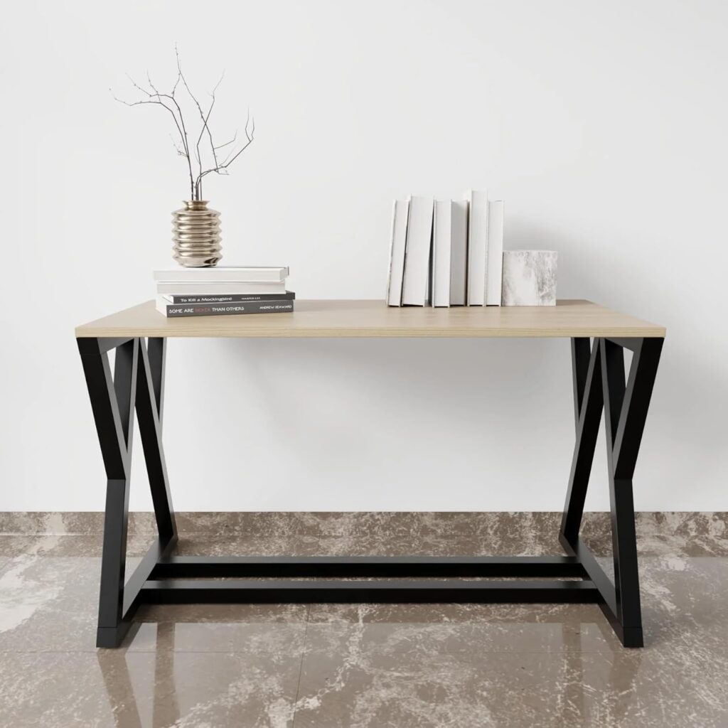 Ventuos - Multipurpose Partical Board Finish Study Table Computer Desk (120x60x73cm) Modern Study Office Desk PC Laptop Study Writing Table for Home Office (Brown & Black) (A_Shape)