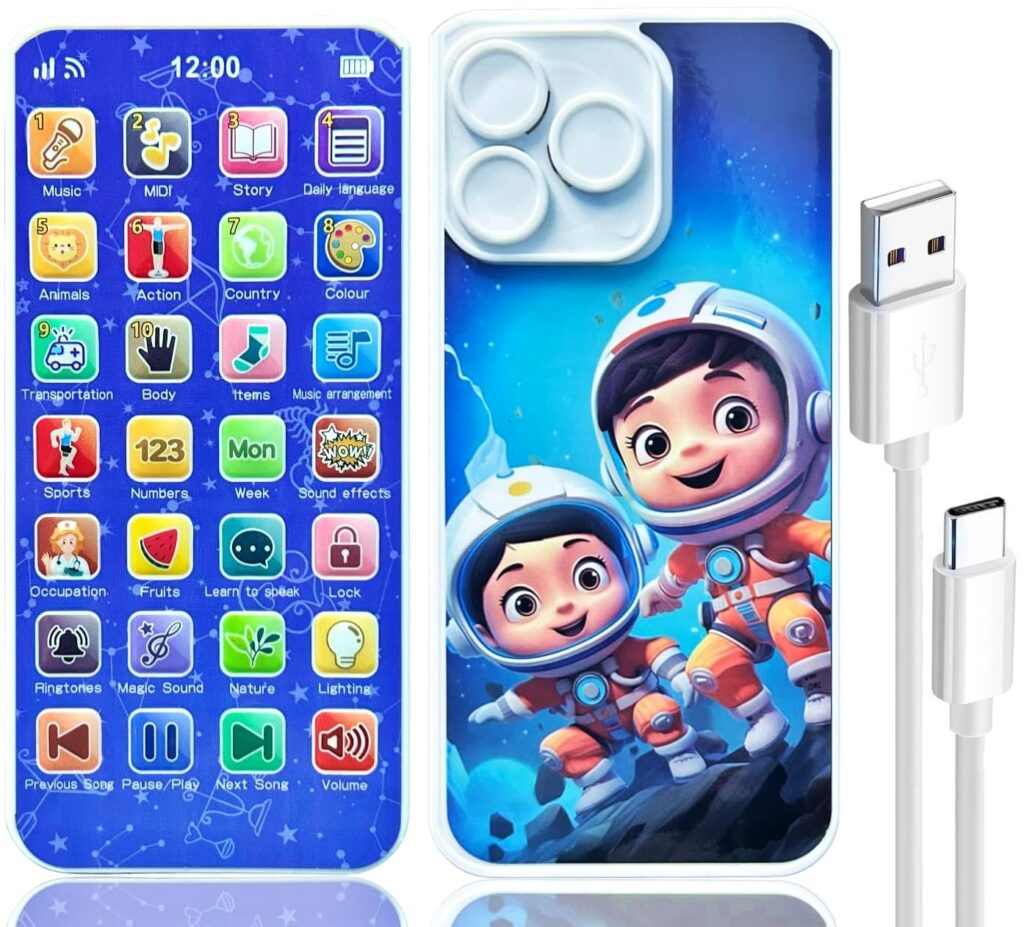 Amitasha Educational Phone Toy for 2-12 Years Kids Rechargeable 24 Modes Talking Baby Smart Phone Mobile Toy for Boys Girls Christmas Gift Birthday Surprise