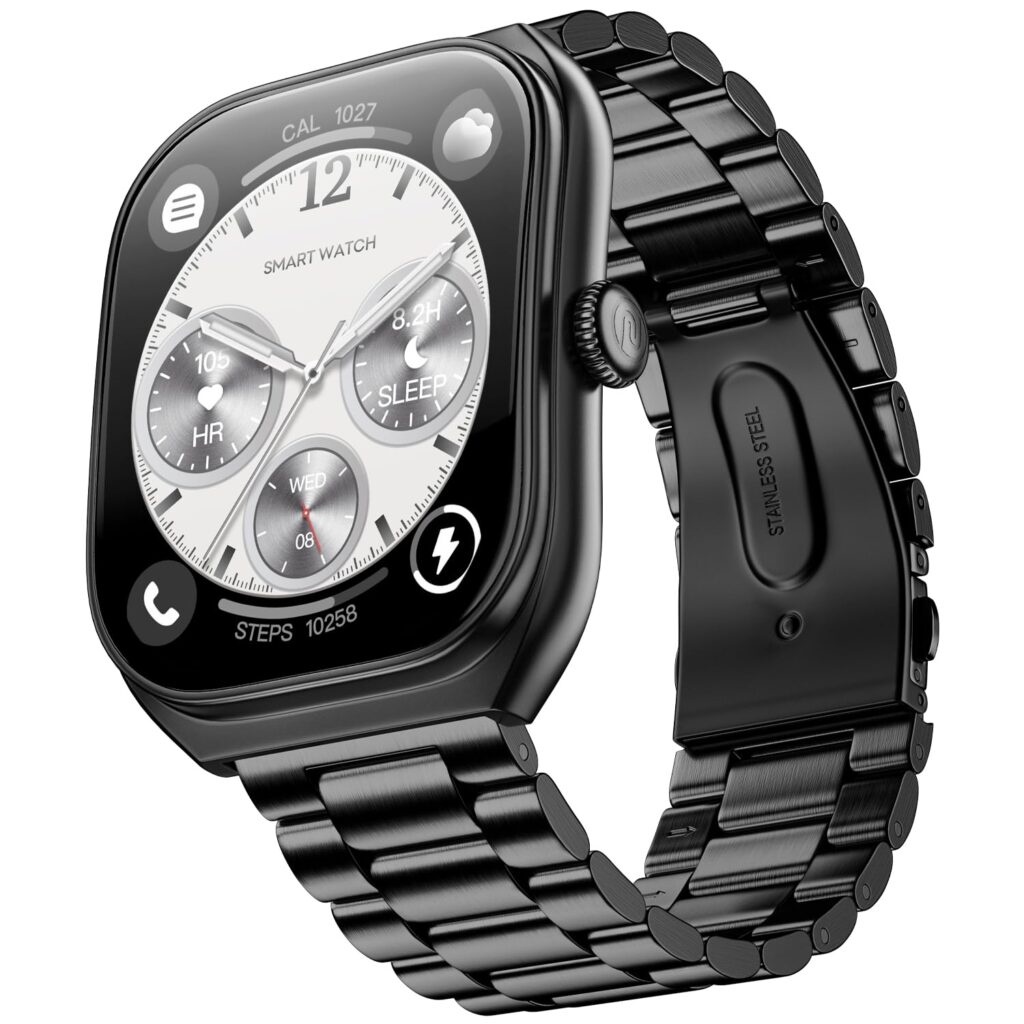 Noise Icon Arc 2.01" Immersive Curved Display Smartwatch, 10-Day Battery, 1ATM Water Resistant, Functional Crown, 100+ Sports Modes, Health Suite™, Voice Assistant, Built-in Games (Elite Black)