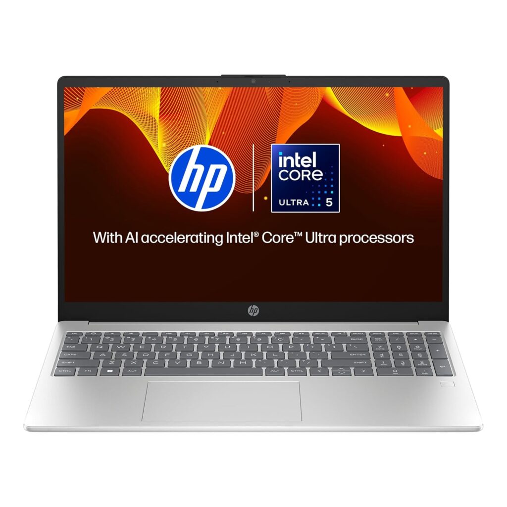 HP 15, Intel Core Ultra 5-125H AI Powered Laptop (16GB RAM, 512GB SSD), IPS, 300nits, 15.6"/39.6cm, FHD, Win 11, Office 2021, Silver, 1.65Kg, Intel Arc Graphics, FHD Camera, Backlit KB, fd1099TU