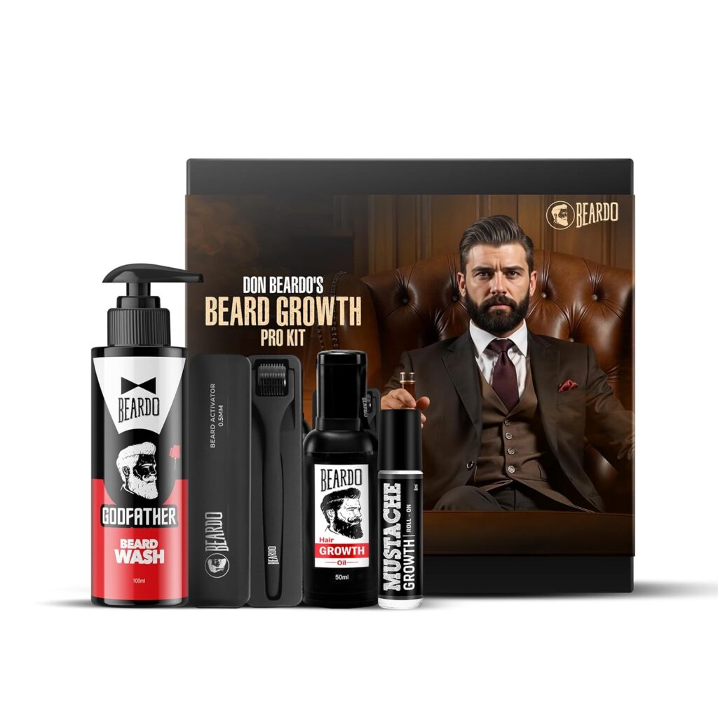 BEARDO Don's Beard Growth Pro Kit for Men| Complete Beard Growth & Grooming Kit | Ideal Gift Set for Men's | Gift for Brother | Gift for Husband | Beard Care Starter Kit | Rakhi Gift for Brother