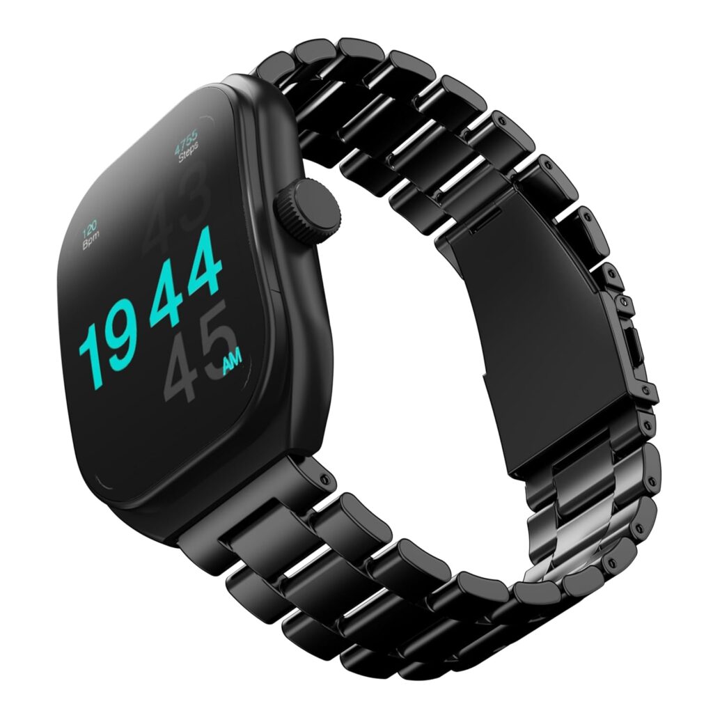 Boult GOBOULT (Formerly Trail Smart Watch 2.01'' 3D Curved HD Display, BT Calling, Working Crown, 190+Watchfaces, 500 Nits Brightness, AI Voice Assistant, SpO2 Monitoring, 120+ Sports (Metal Black)