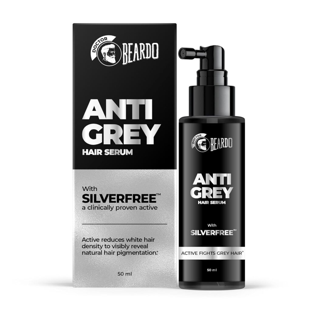 Beardo Anti Grey Hair Serum for Men, 50 ml | SilverFree™ Formula | Also contains Amla + Methi + Rosemary + Brahmi + Bhringraj extracts for Hair Shine | Lightweight and Non-Sticky