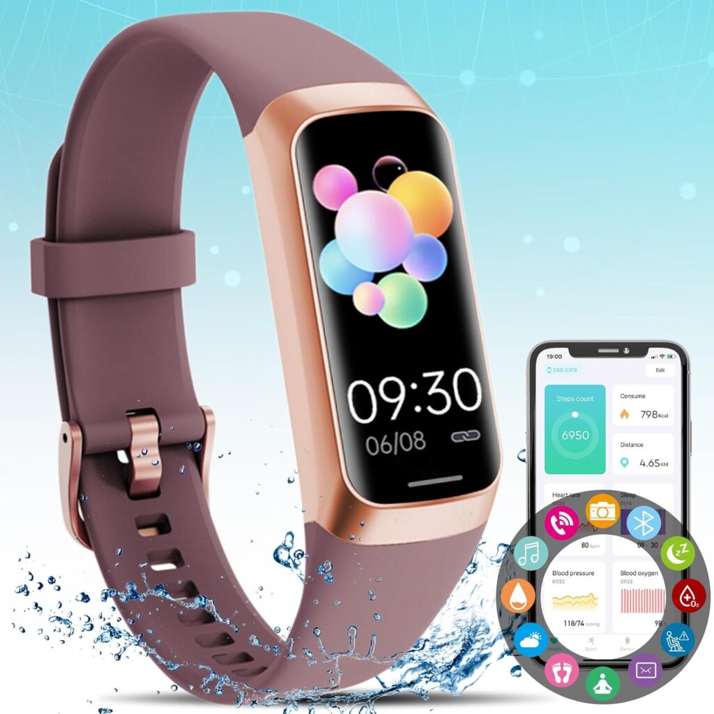 Fitness Activity Tracker for Men Women,Smart Watch with Blood Pressure Monitor Heart Rate Sleep Monitor IP67 Waterproof Pedometer Step Counter Calorie Tracker Health Watch for Android iOS Phones