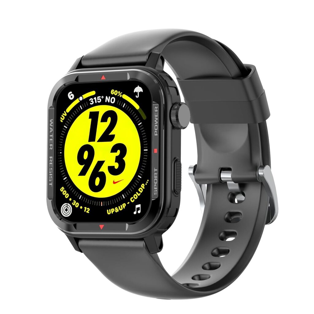 Nervfit Newly Launched Phoenix Smartwatch 1.85" NervX OLED Display, Bluetooth Calling, IP67 Waterproof, Fitness & Health Tracker with Heart Rate, SpO2, Stress & Sleep Monitoring (Midnight Black)