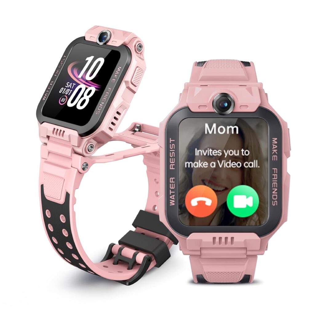 imoo Kids Watch Phone Z7 [4G Cellular + GPS + Health], 4G Smartwatch, HD Video & Voice Call, GPS Enabled with 14 Days Historical Track, Kids Emotion Detector, HeartRate, Body Temp., SPO2 (Pink)