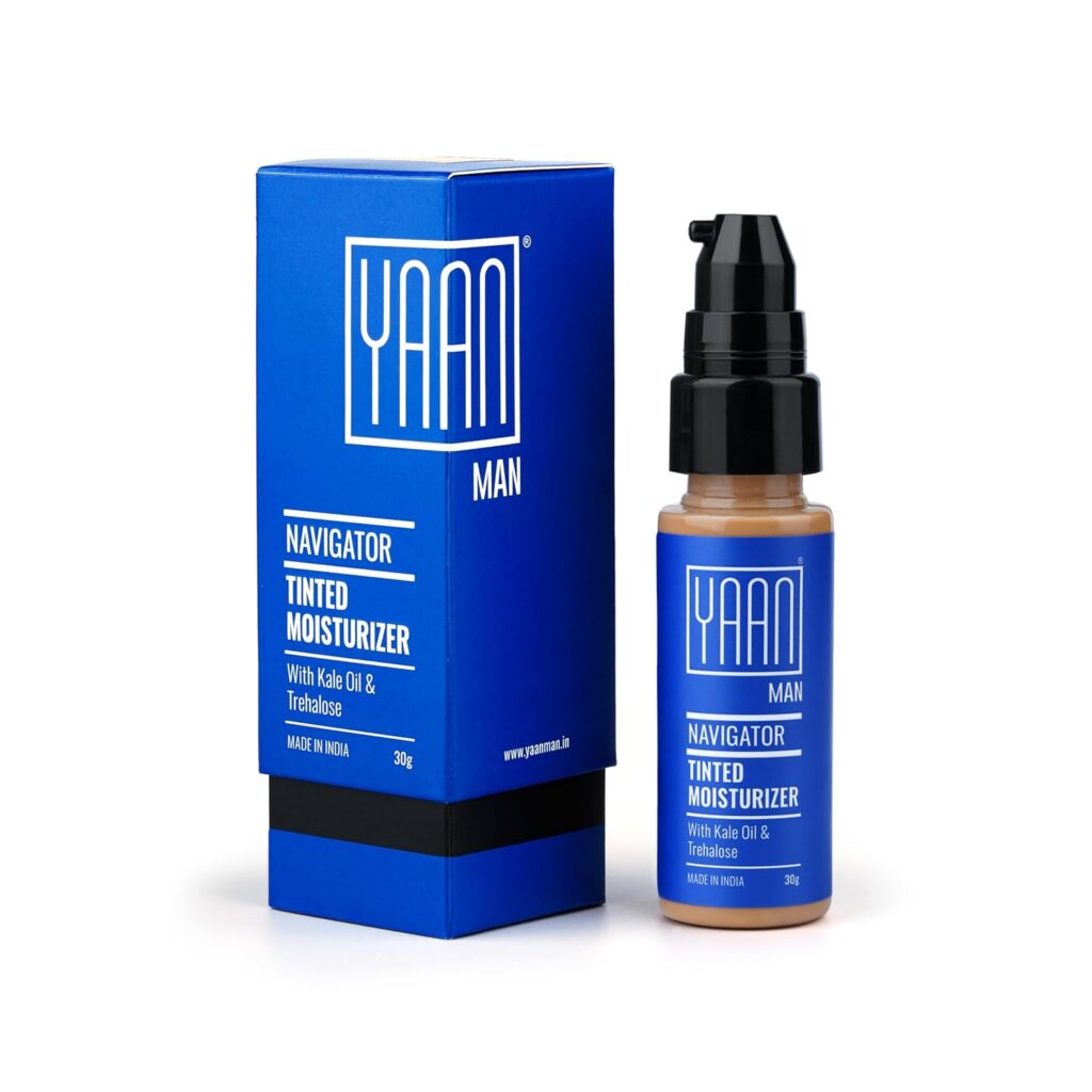 Yaan Man Tinted Moisturizer for Men, 30gm (Dark) | BB Cream | Improves Uneven Skin Tone| Hydrating and Light Weight, Non Sticky Makeup | With Kale Oil & Trehalose