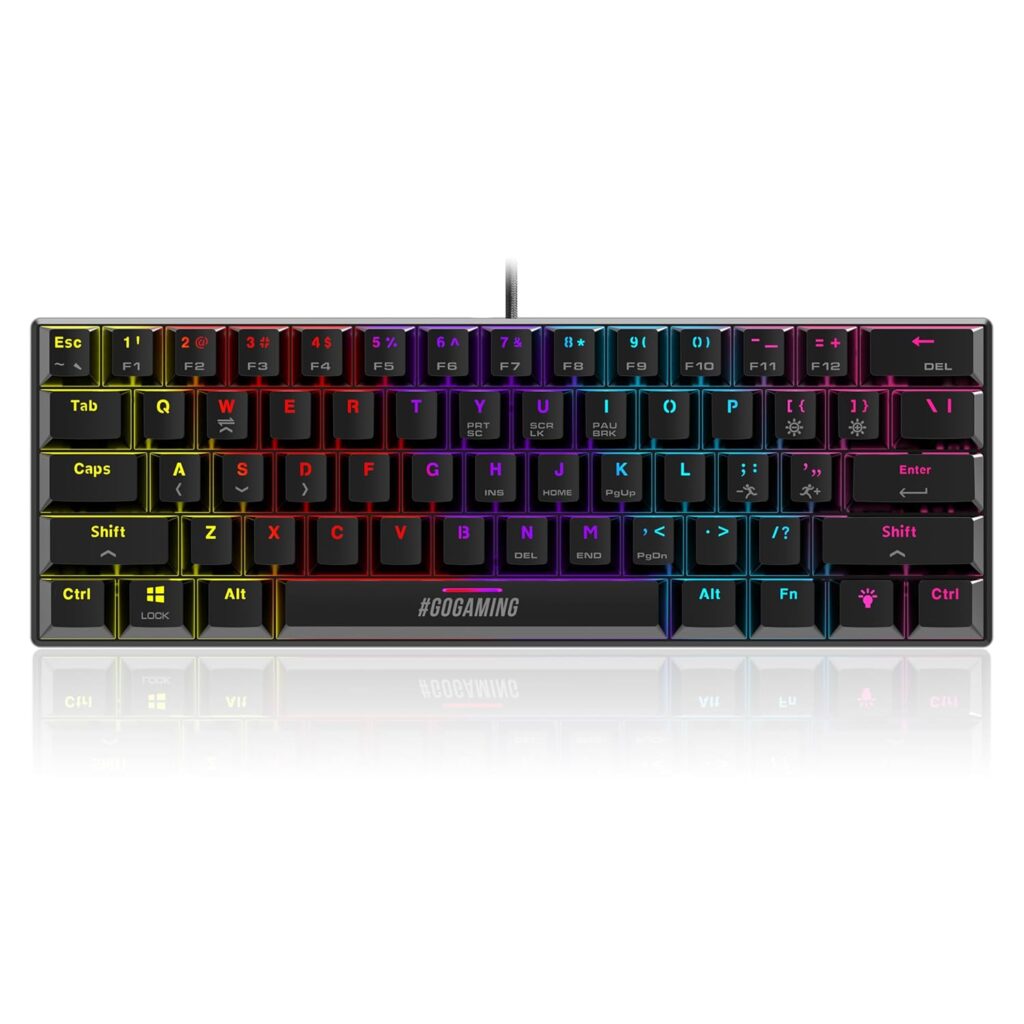 SpinBot Rage MK61 Mechanical Keyboard - Ultra-Compact 60% Layout | Tactile Blue Switches | Dynamic Multicolor RGB Lighting | 22-Key Anti-Ghosting | Durable ABS Build | 1.5m Tangle-Free Cable