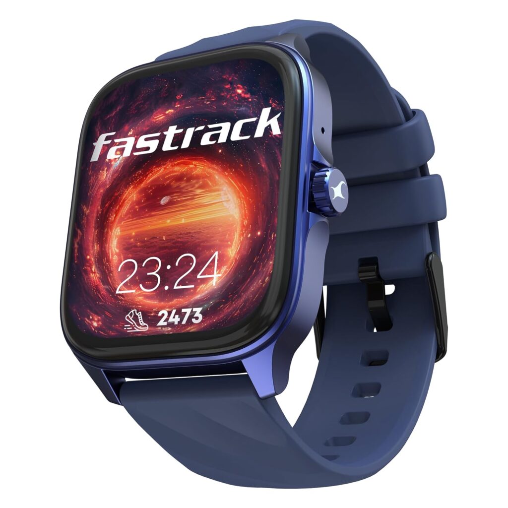 Fastrack Astor FS1 Pro Smart Watch, 1.97" AMOLED Display, Bluetooth Calling, 100+ Sports Modes, SpO2 & Heart Rate Monitoring, Women's Health, IP68, Up to 5 Days Battery, Functional Crown (Blue)