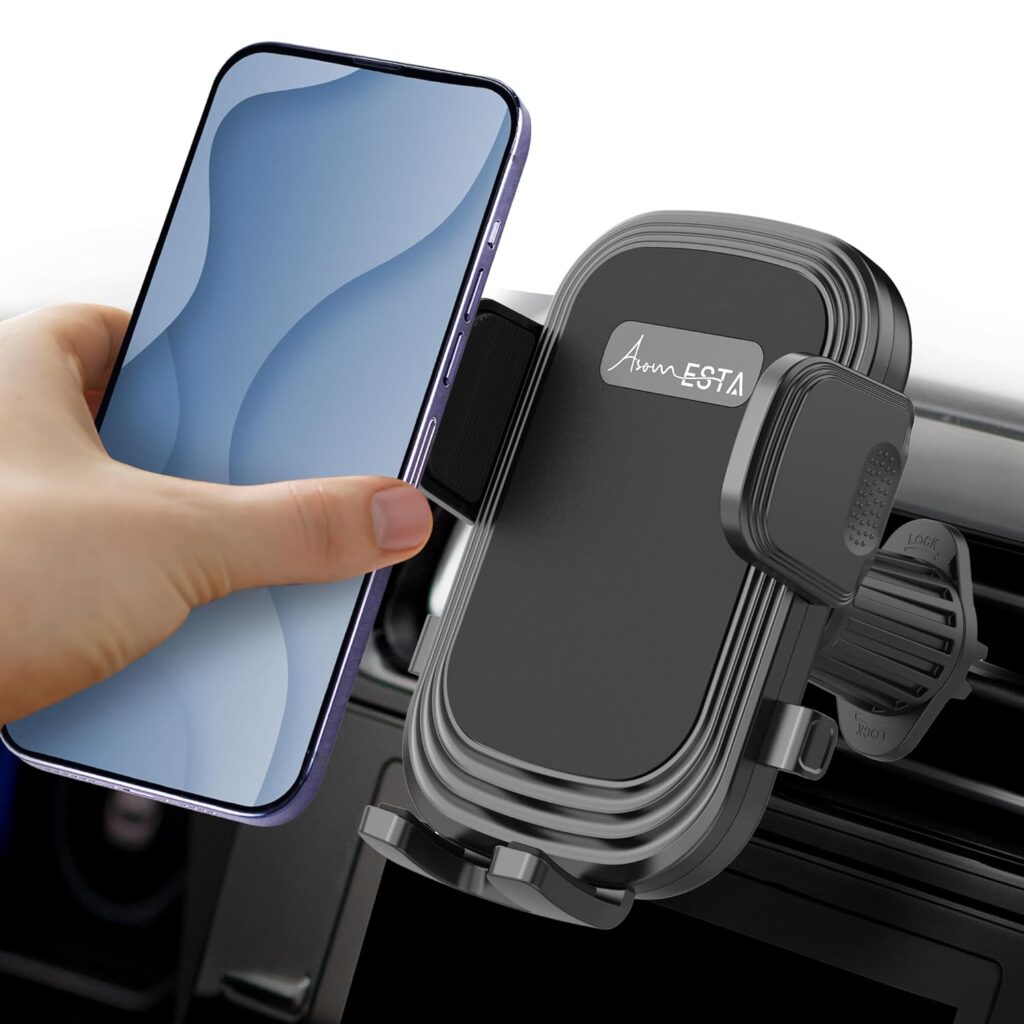 Mobile Holder for Car - Car Phone Holder - Car Mobile Holder, Quick Install, Secure Grip, Compatible with iPhones and Android Smartphones 4-7” Wide