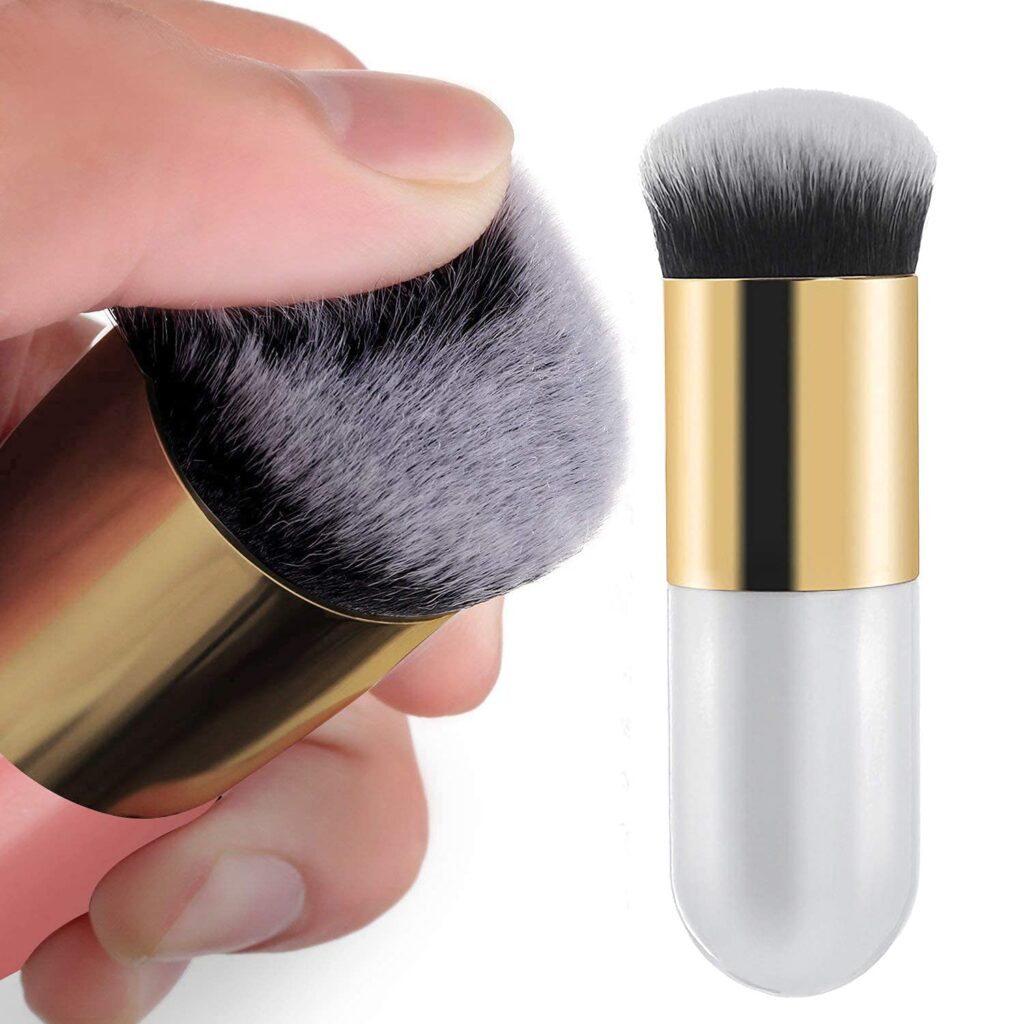 1 Round Foundation Makeup Brush with 2 Soft Makeup Sponges for Liquid, Cream, and Powder makeup Puff Blender – Travel-Size, Soft Bristles for Smooth Coverage (Multi-color)