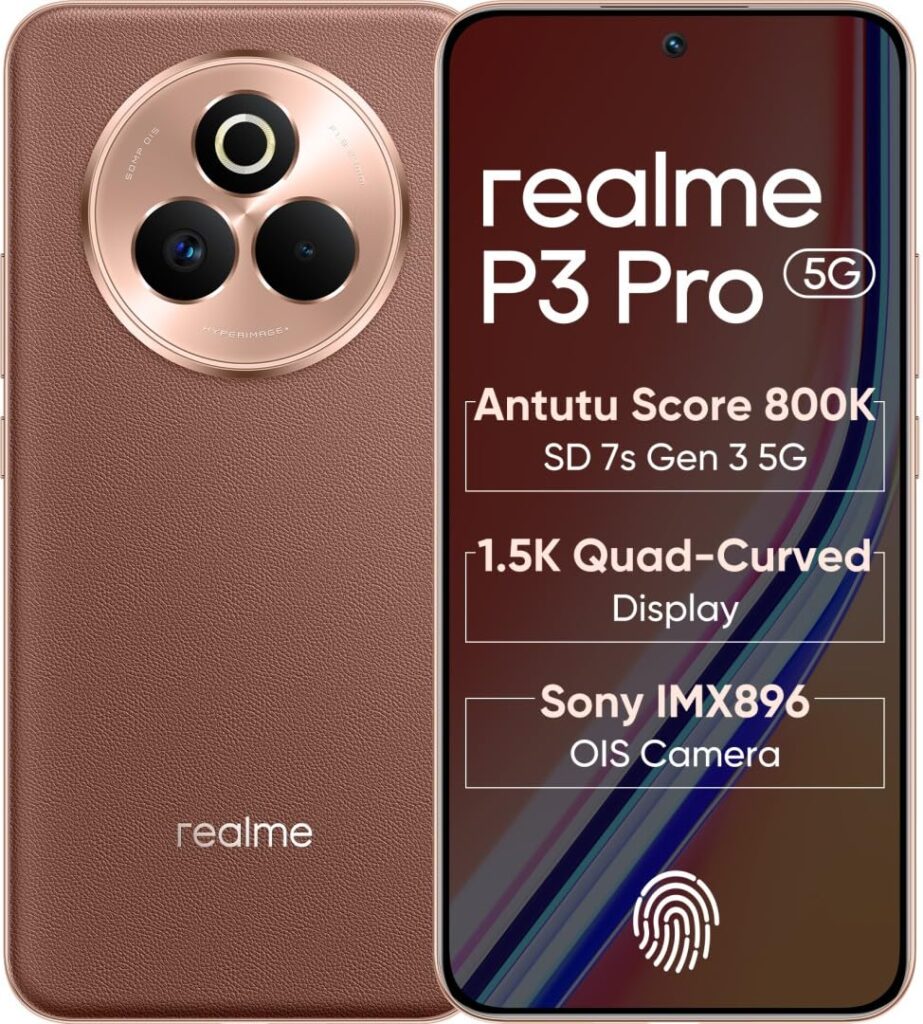 Realme P3 Pro 5G (Saturn Brown, 8GB RAM, 128GB Storage) | Snapdragon 7s Gen 3 | AMOLED Display | Dual Nano-SIM | 6000mAh Battery