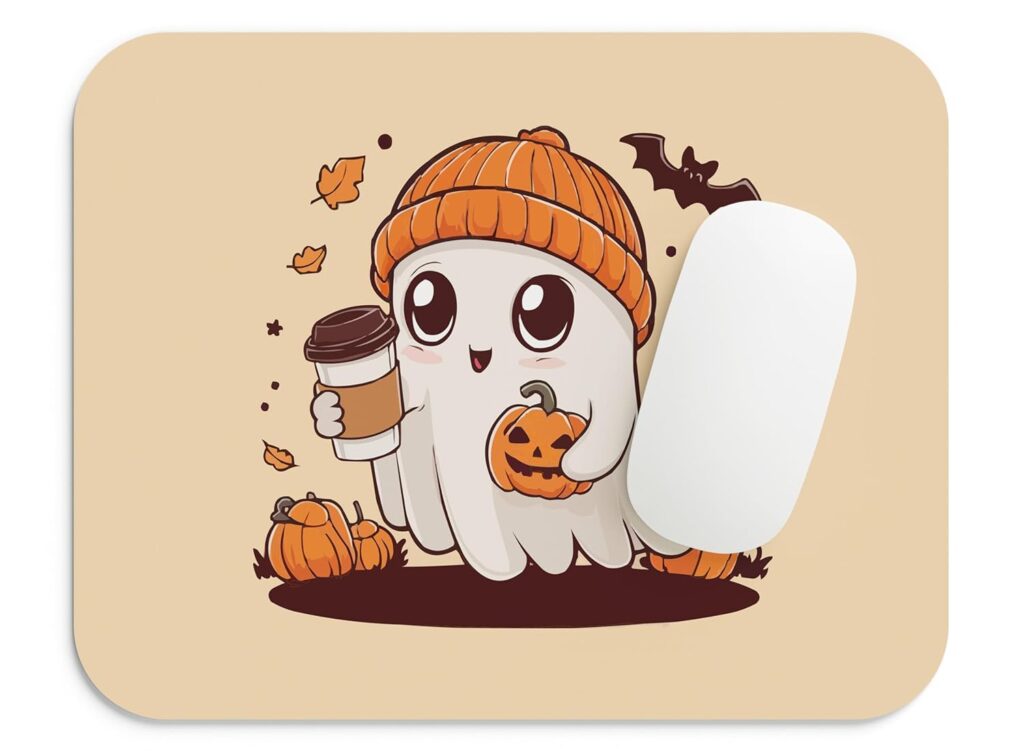 Blackmoor Mouse Pad - Computer Motivational Quotes Printed 9 x 7-inch, Anti-Slip & Smooth Mouse Control for PC, Laptop, Gaming and Travel-Friendly Option (Cute Halloween Gost)