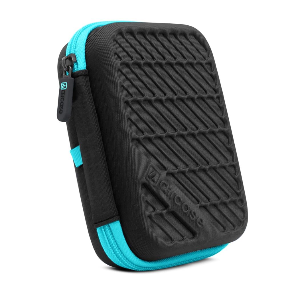 AirCase 2.5 Inch External Hard Drive Case with Shockproof EVA HardShell & Soft Lining | Travel Organizer Pouch with Mesh Pocket, Zipper Closure for HDD/SSD, Earphones, Cable, Charger & Gadgets (Black)