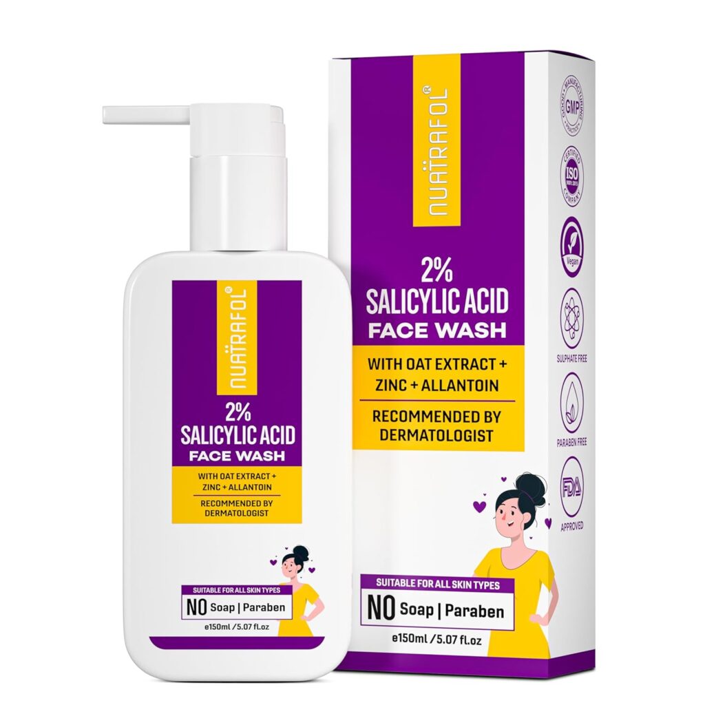 2% Salicylic Acid Face Wash | Anti-Acne Cleanser with Zinc, Oat Extract, Allantoin & 1% Lactic Acid | Gently Exfoliates, Unclogs Pores & Reduces Oil | For Oily & Acne-Prone Skin | Cleanser for Women & Men (Pack Of 01, 150ml)