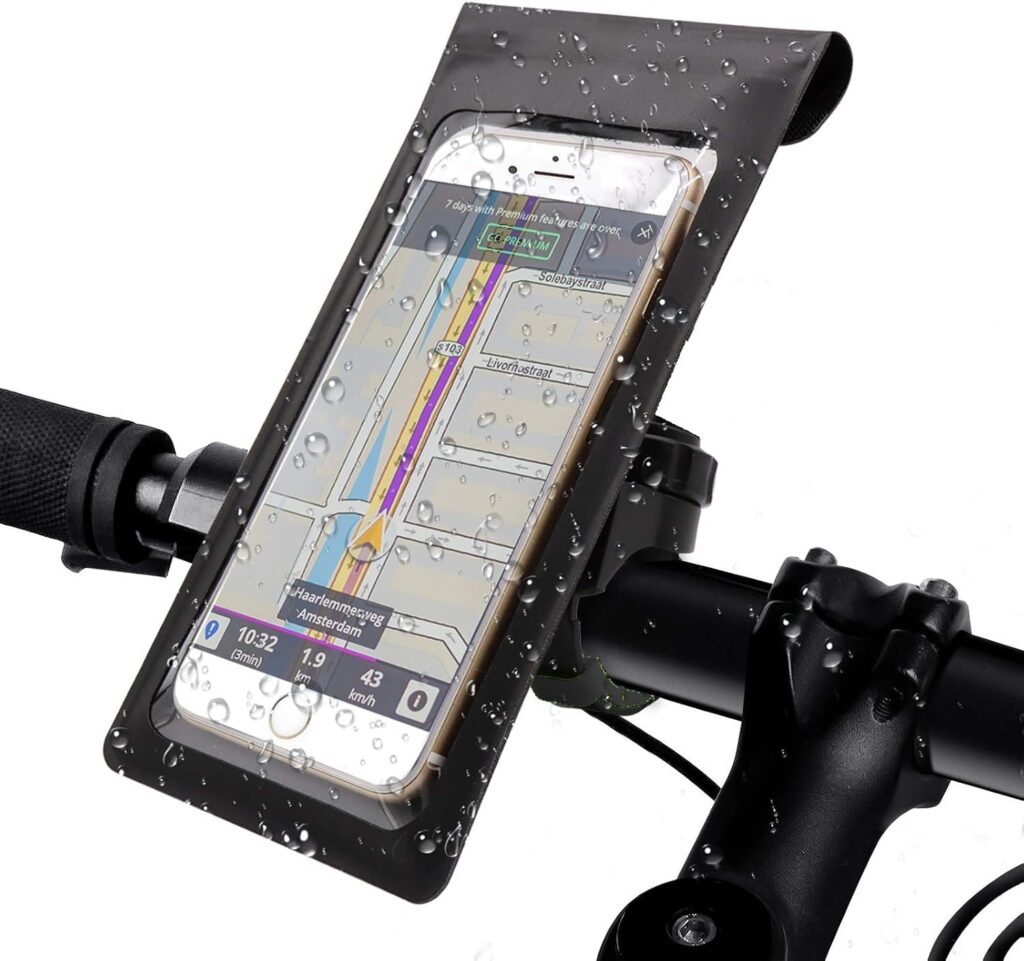 TARKAN IP67 Waterproof Bike Mount Mobile Holder, Motorbike/Bicycle Handlebar for 4.7-7.0 Inch Phones, Ideal for Maps/GPS Navigation (Black)