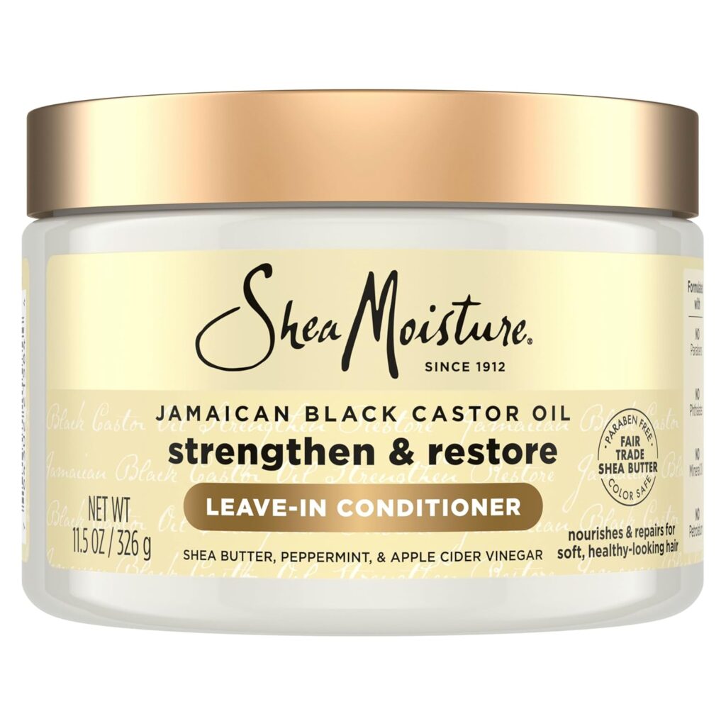 Shea Moisture Jamaican Black Castor Oil Strengthen & Restore Leave-In Conditioner W/ Shea Butter, Peppermint & Apple Cider Vinegar, Pack of 1