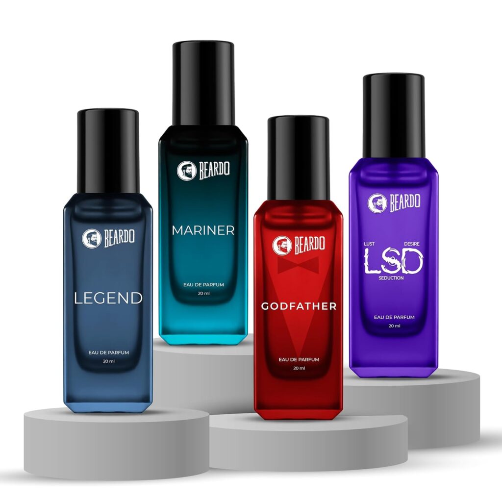 Beardo The Masculine Four- LSD,Mariner,Legend & GodFather Perfume for Men (20ml x 4) | Long Lasting Fragrance | Long Lasting Perfume for Men | Gift for Men | Gift for Friend