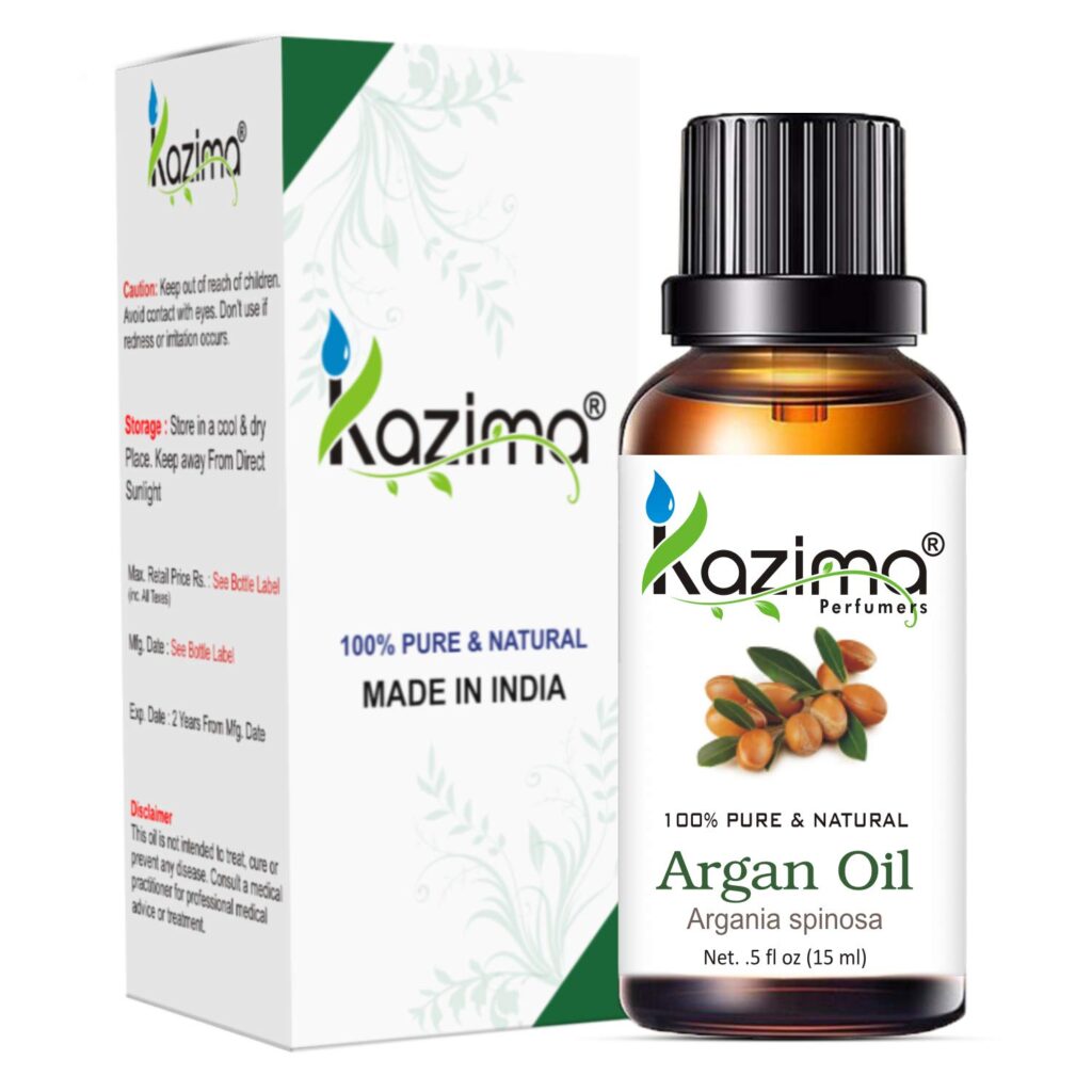 KAZIMA Argan Moroccan Cold Pressed Carrier Oil- 100% Pure Natural & Undiluted Used For Face, Skin, Body Massage, Nails, Hair Growth, Beard Growth, Moisturizer, 15 ml