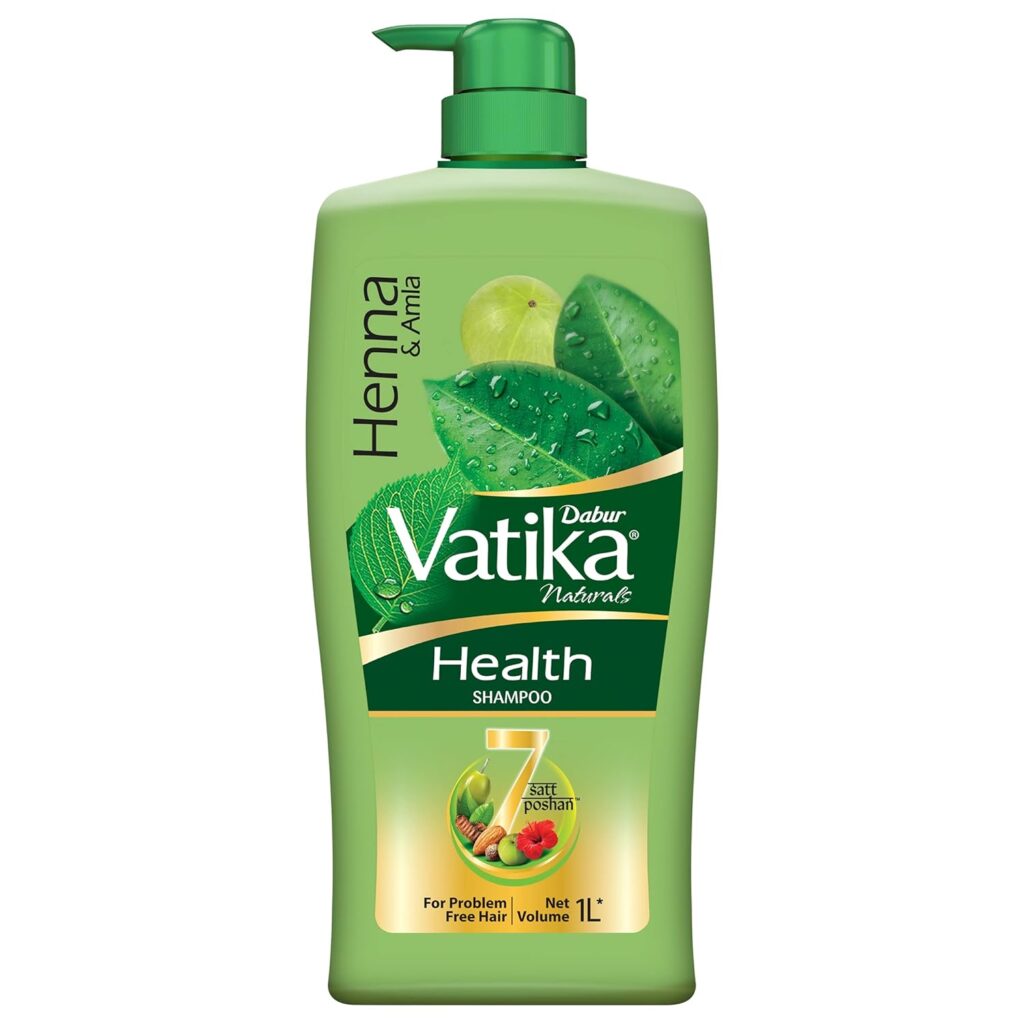 Dabur Vatika Health Shampoo - 1L | For Smooth, Shiny & Nourished Hair | Repairs Hair damage, Controls Frizz | For All Hair Types | Goodness of Henna & Amla