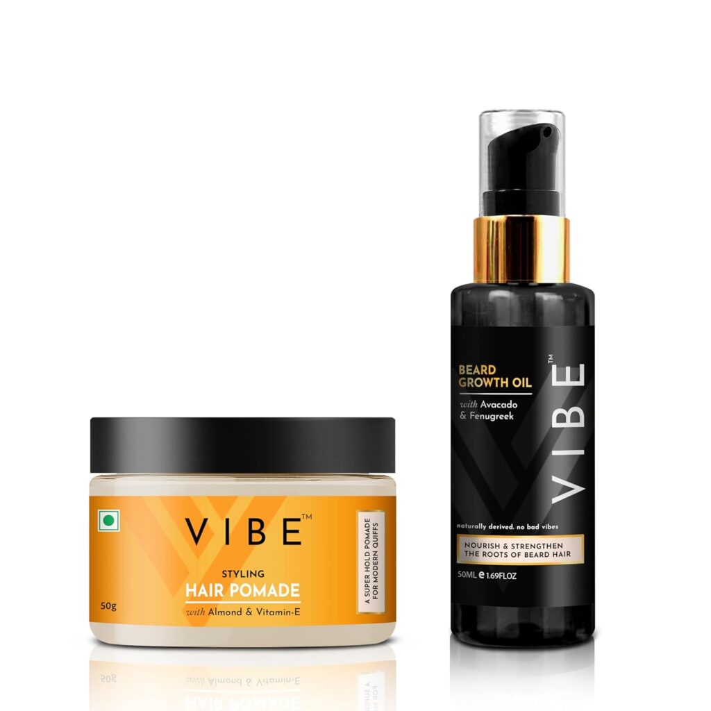 V Almond Vitamin E Hair Pomade 50g with Beard Growth Oil for Men and Boys 100ml Combo Pack of Hair Pomade and Beard Growth Oil