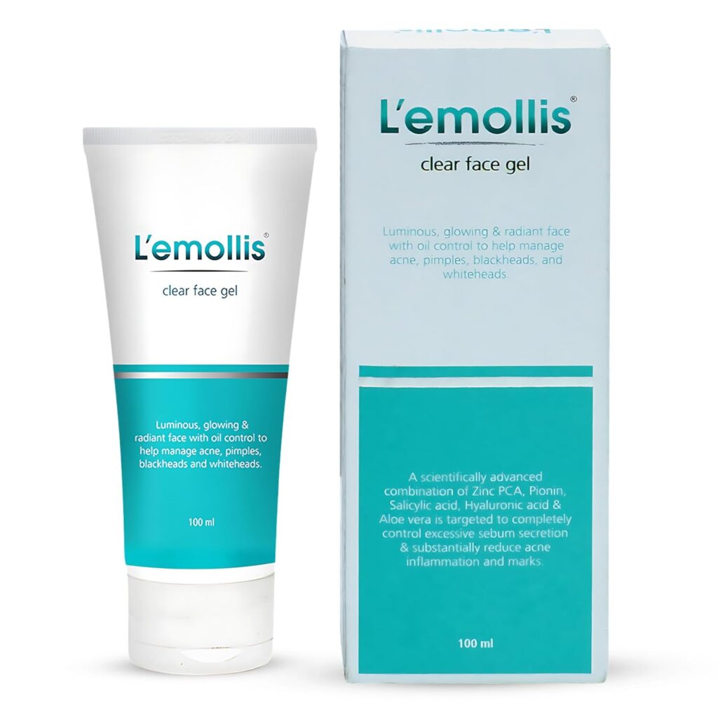 Lemollis Clear Face Gel 100ml | pH 5.5 Water-Based Moisturizer for Oily & Acne-Prone Skin with Hyaluronic Acid & Aloe Vera | Leave-On Gel for Clear Face for Women & Men | Dermatologists Recommended