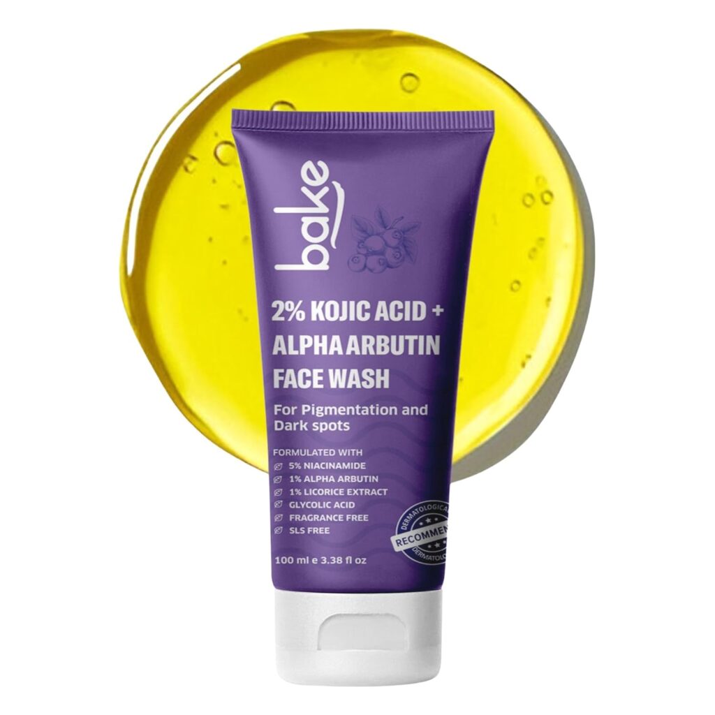 BAKE 2% Kojic Acid Brightening Face Wash Dual Action Formula with Alpha Arbutin & Niacinamide | De-Tan Wash | For Pigmentation, Dark Spots & Tan Removal | Anti Pigmentation Daily Wash - 100ml