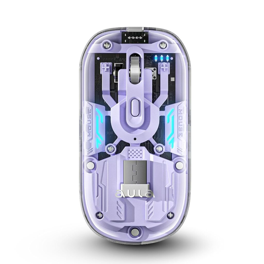 AULA AM210 Ultra Light Weight Wireless + Bluetooth Gaming Mouse | Adjustable DPI (800-1600) | Compatible with Windows 2000/XP/7/8/10/VISTA (Purple)
