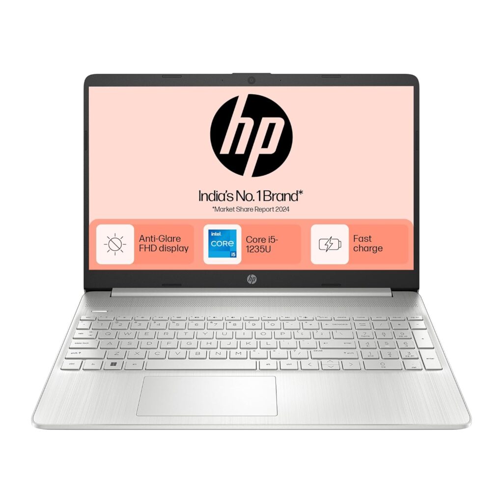 HP 15s, 12th Gen Intel Core i5-1235U,16GB DDR4, 512GB SSD (Win11, Office21, Silver, 1.69kg) Anti-Glare,15.6-inch(39.6cm), FHD Laptop, Intel Iris Xe Graphics, Backlit KB, HD Camera, fq5330TU