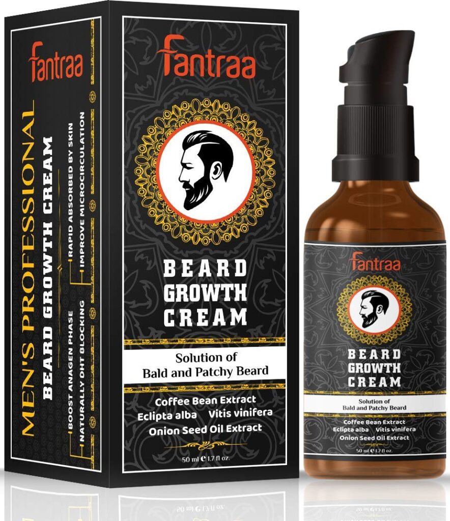 Fantraa Beard Growth Cream - 50 Ml - Best Beard Cream for Patchy and Uneven Beard with Coffee Bean & Onion Extract- 100% Natural | Clinically Tested | Non Sticky