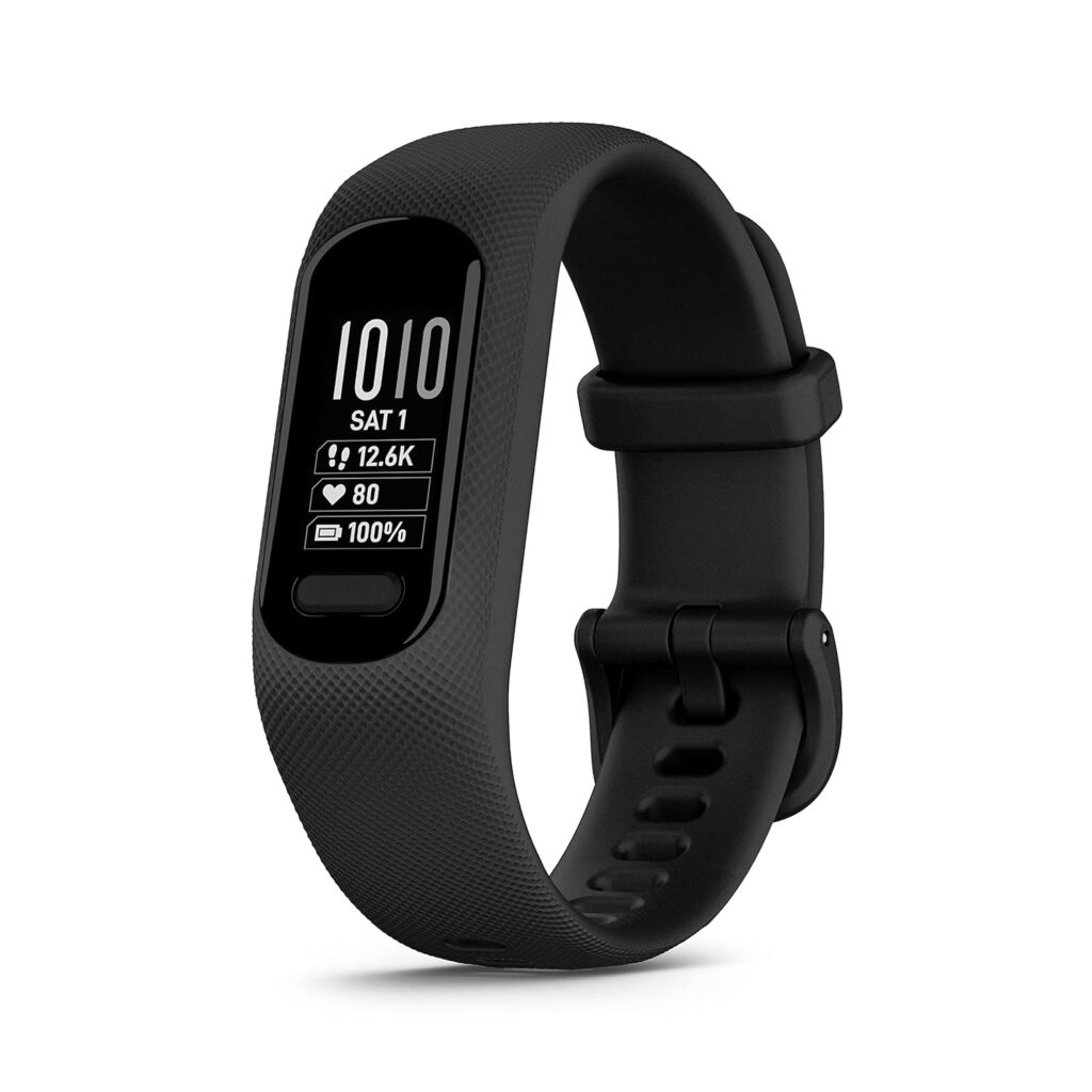 Garmin Vivosmart 5 with OLED Display, Health and Fitness Tracker,SPO2 and 24/7 Heart Rate, Battery Upto 7 Days, Advance Sleep Monitoring and Stress Tracking, 5ATM Water Rating - Black with Large Band