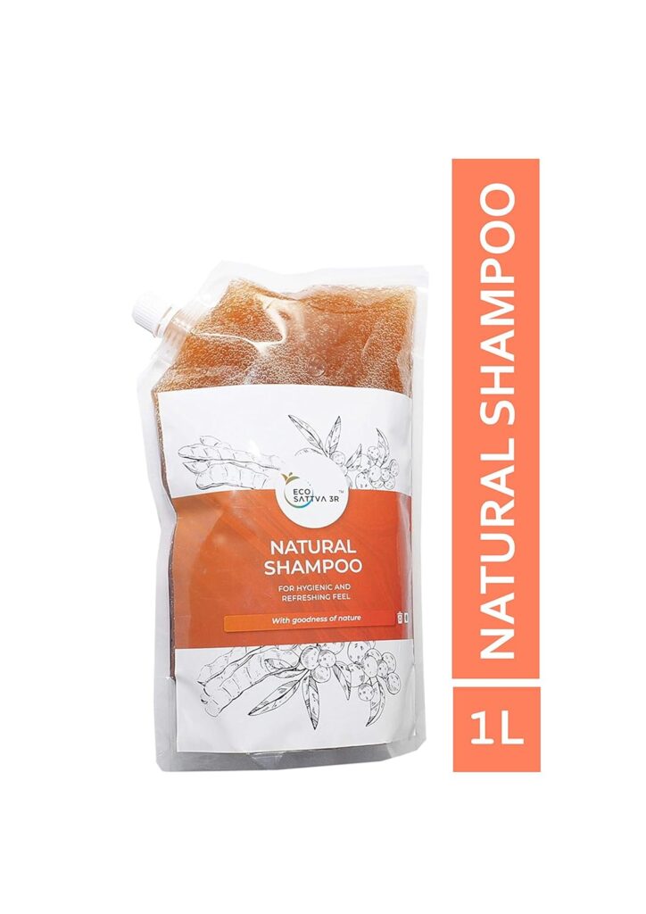 EcoSattva 3R Natural Shampoo Extracted From Soap Nut and Shikakai Low Foam Formulation (1 L)