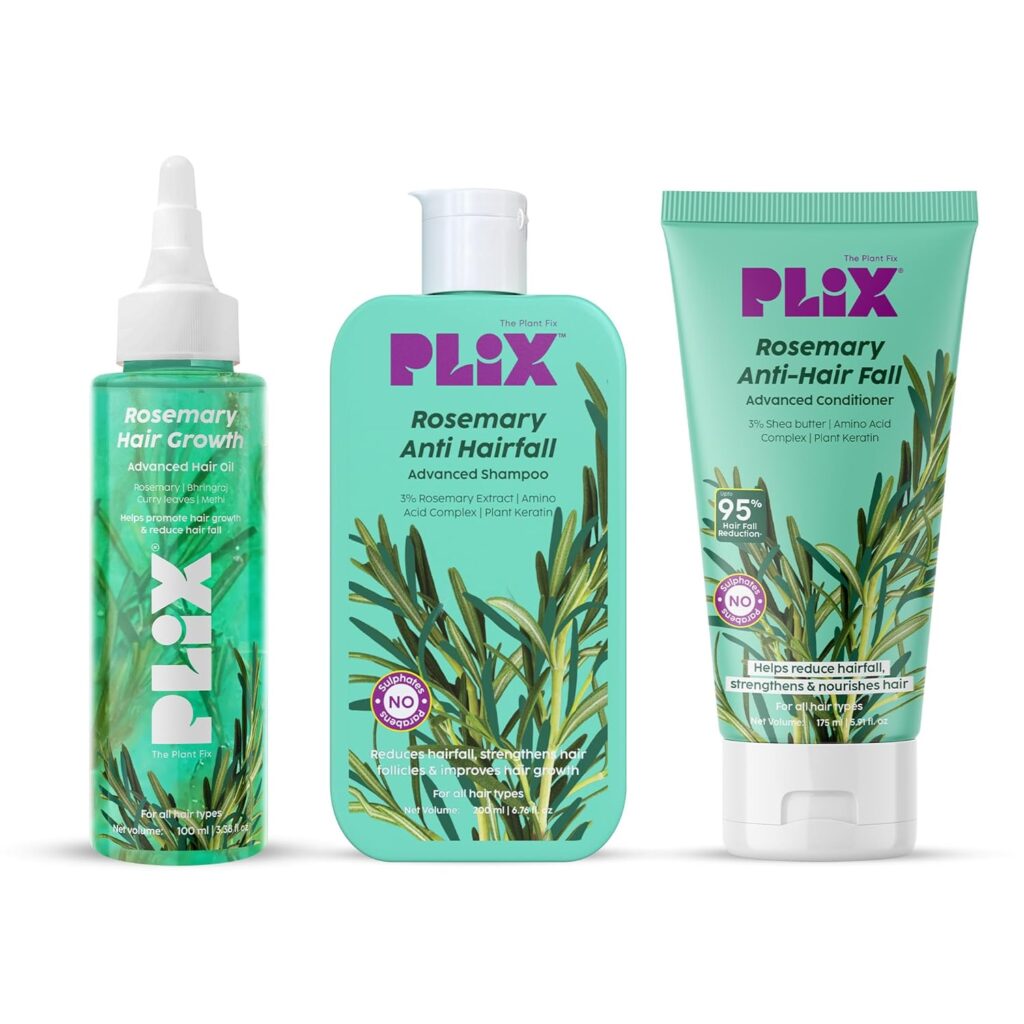 The Plant Fix Plix mg 475 Rosemary Hair Growth Advanced Oil, Shampoo & Conditioner For Reducing Hair Loss & Breakage | Nourishes & Strengthen Hair Follicles | All Hair Types L Dermatologically Tested