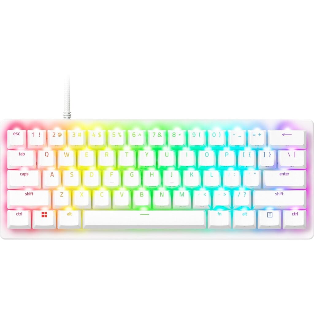 Razer Huntsman V3 Pro Mini - Analogue Optical E-Sport Keyboard 60% Format - Snap Tap & Rapid Trigger (Digital Control Keys, Doubleshot PBT Keycaps) US Layout | White