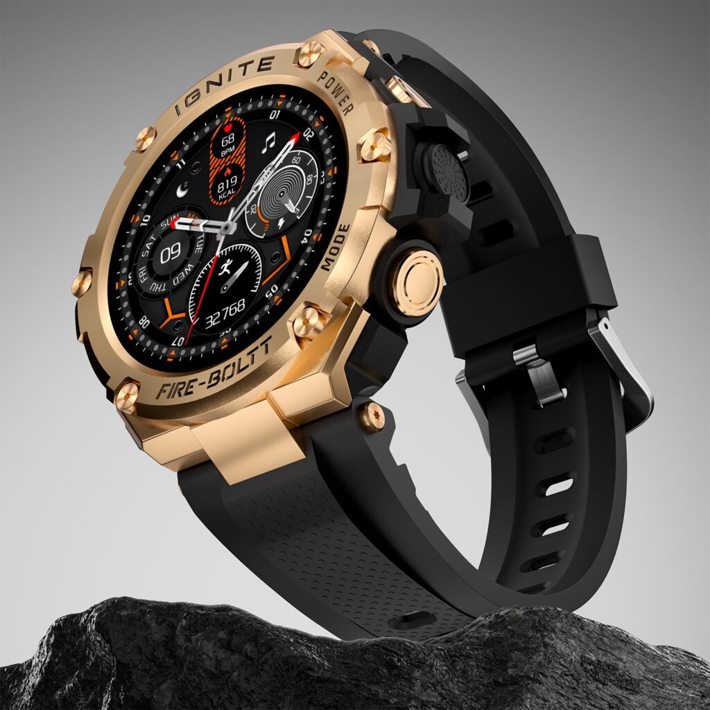 Fire-Boltt Assault Rugged Smartwatch – 1.5" HD Display, Bluetooth Calling, 600mAh Battery, Compass, Heart Rate & SpO2 Monitoring, 7-10 Days Battery Life, Heavy Metal Sports Design