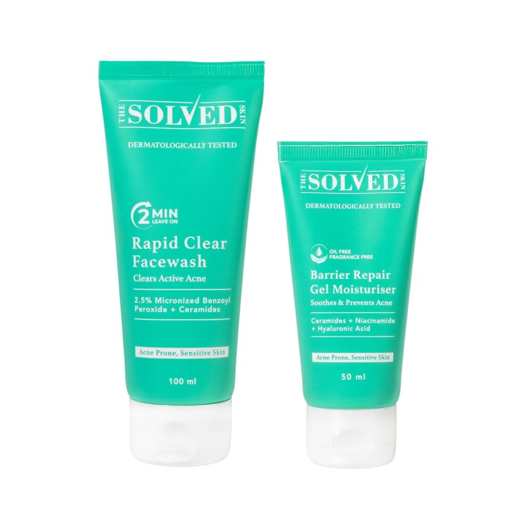 India's 1st Dermatologically Tested Acnewash With Patented Micronized Benzoyl Peroxide. Kills 99% Acne Causing Bacteria, & Calms Inflamed Pimples in 4 Days. Normal to Oily Skin. 100ml (1, 150ml (Facewash and Moisturiser))