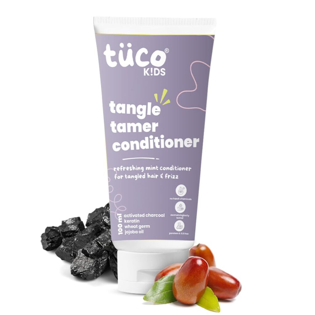 Tuco® Kids Tangle Tamer Hair Conditioner | Jojoba Oil & Keratin | pH Balanced, Frizz Free, Hypoallergenic | Ages 2-5, 4-10, 10-15, 5-10 Years | Paraben & Sulphate Free | 100ml (Pack Of 1)
