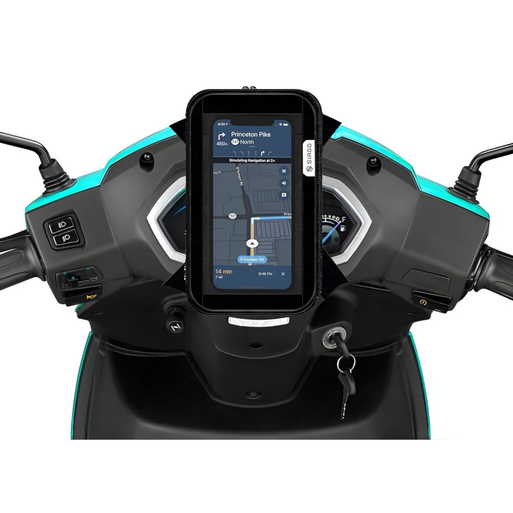 SIAGO SIA11 Premium Mobile Holder for Scooty - Universal Fit | Activa Mobile Holder for Scooter | Water-Resistant Pouch Smoky Black