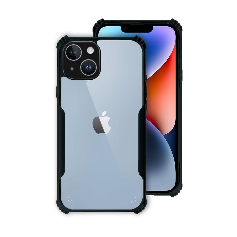 7SEVEN® Ipacky Back Cover for iPhone 14 Mobile Back Case Shock Proof Design Camera Edges Protection Crystal Clear Phone Case Precise Cutouts Matte Black Soft Bumper Phone Cover