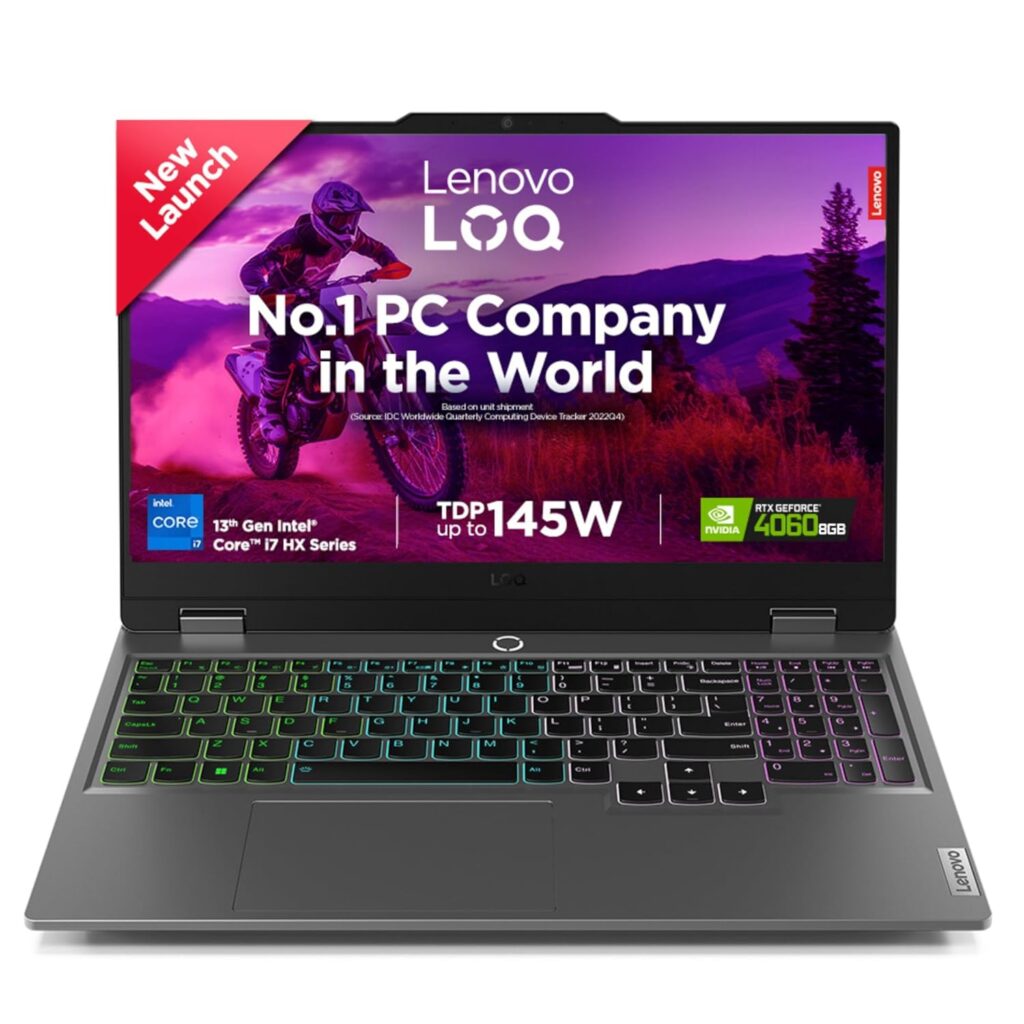 (Refurbished) Lenovo LOQ 2024 13th Gen Core i7-13650HX | NVIDIA RTX 4060 8GB (24GB RAM/512GB SSD/15.6" (39.6cm)/Windows 11/Office Home 2024/100% sRGB/3 Mon. Game Pass/Grey/2.4Kg), 83DV00X8IN Gaming Laptop